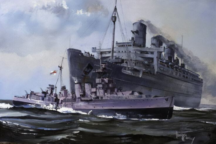 HMS Curacoa was accidentally rammed and sunk by SS Queen Mary